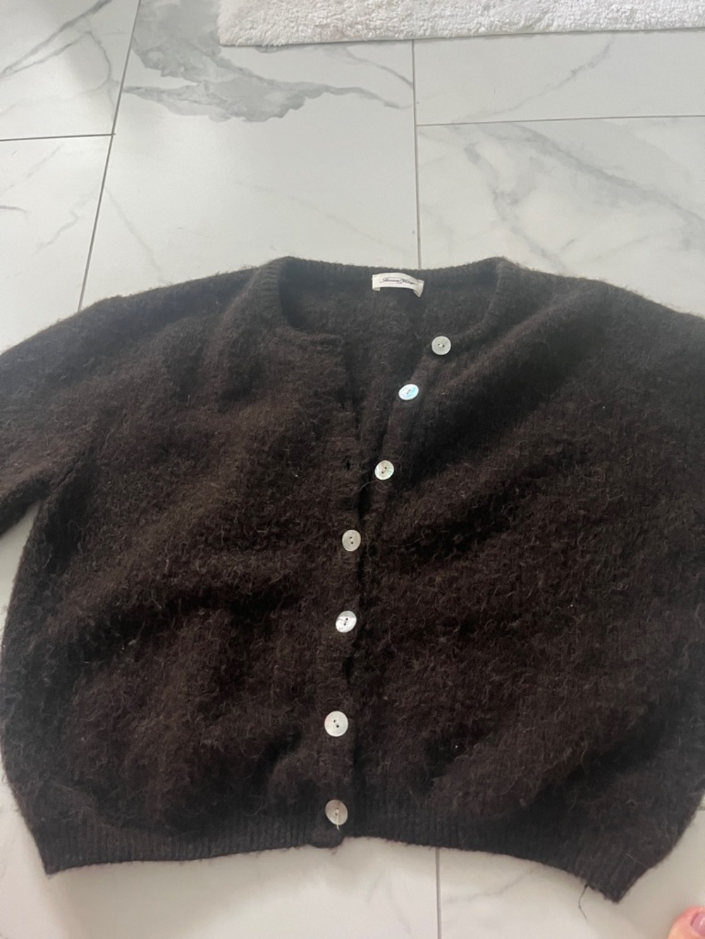 American Vintage Dark Brown Mohair-Blend Button Cardigan